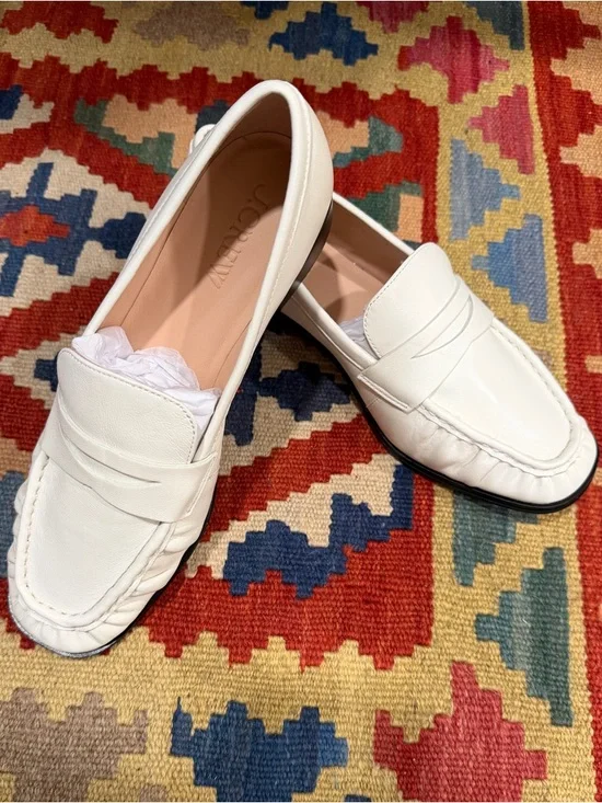 J. Crew Women's White Leather Penny Loafers - Picture 8 of 9